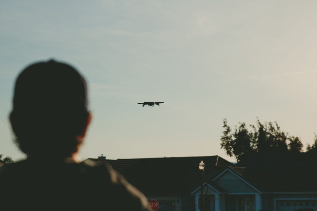 Drone flying over the private property