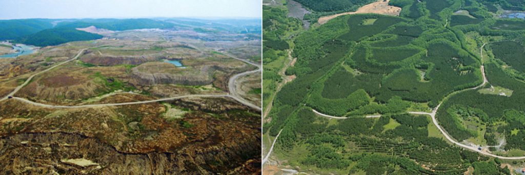 Mine reclamation before and after