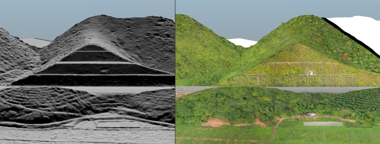 Hillshade model and true color point cloud of the highway