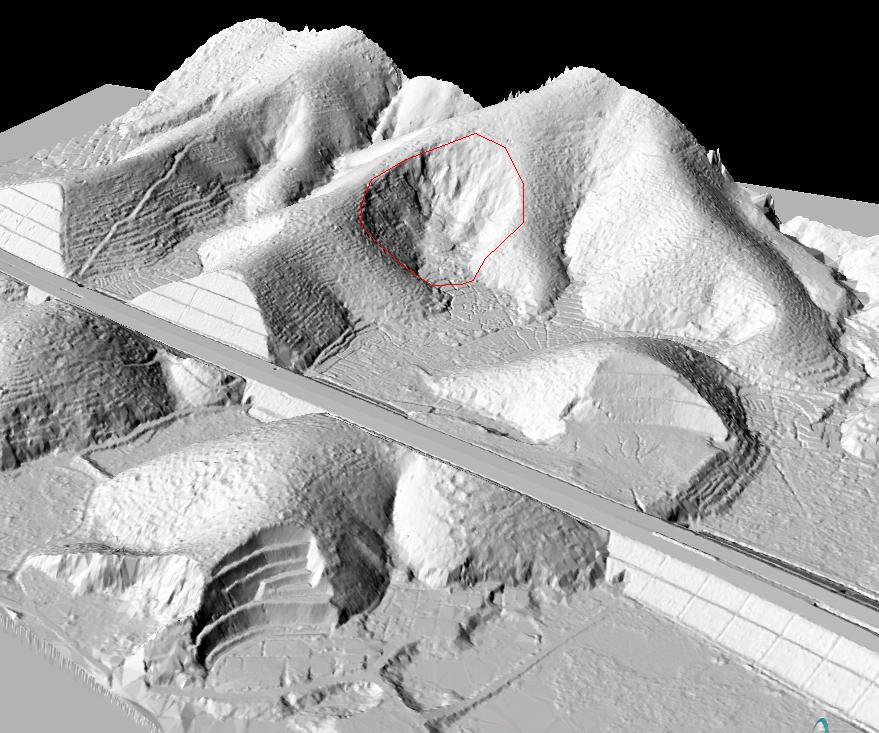 hillshade model of the highway