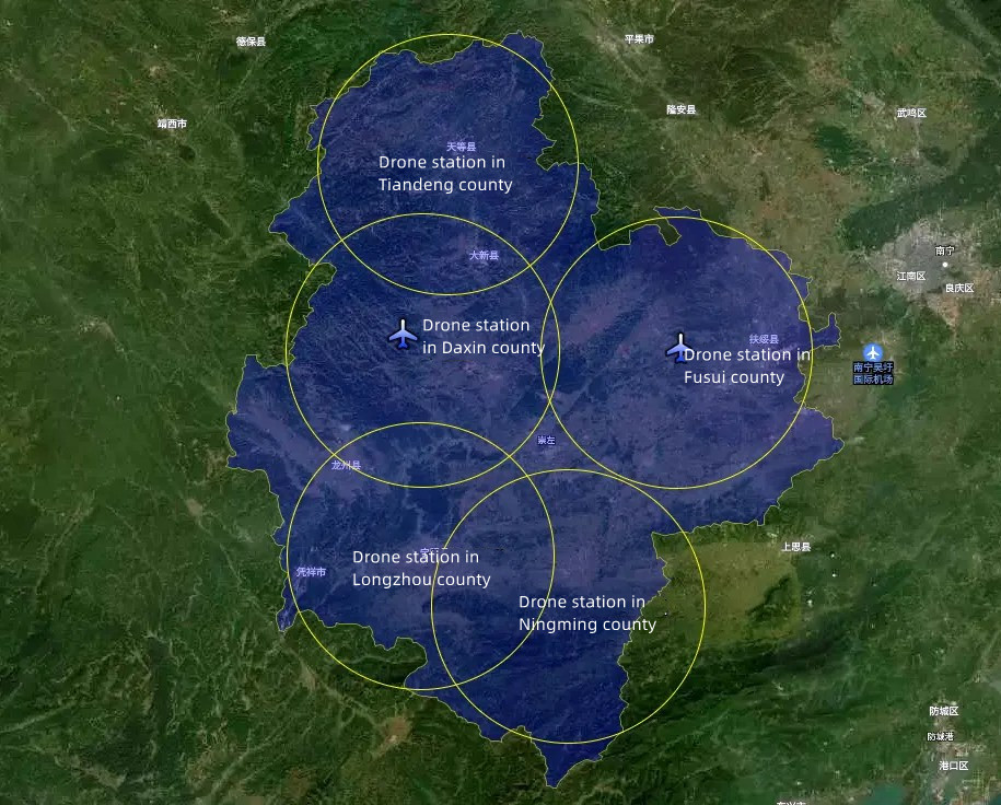 Drone hangar distribution in chongzuo